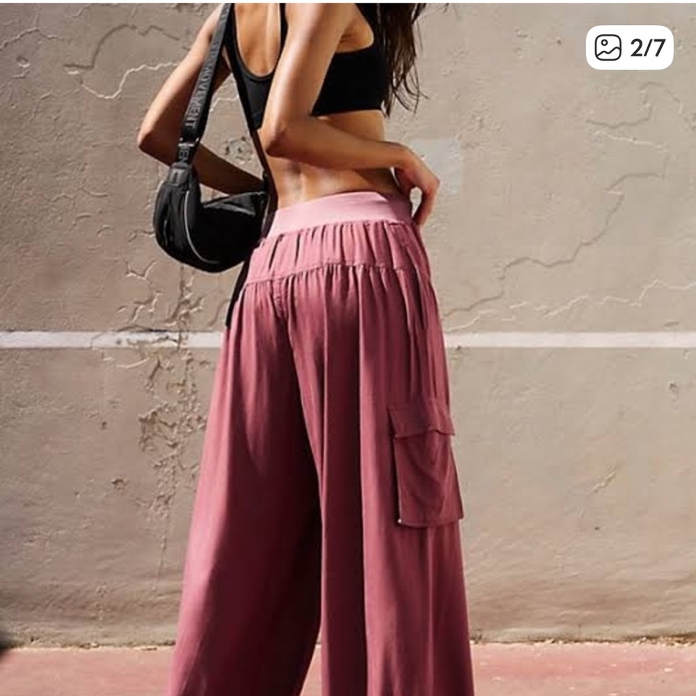Free People FP Movement Final Stretch Pants S Cargo Joggers Clove Cinnamon - Picture 5 of 16